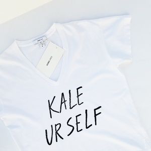 KALE YOURSELF White V-Neck Tee